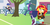 Size: 1140x580 | Tagged: safe, alternate version, artist:dm29, alumnus shining armor, flash sentry, sci-twi, shining armor, sunset shimmer, twilight sparkle, human, equestria girls, g4, my little pony equestria girls: friendship games, apple, baseball bat, chase, clothes, crystal prep academy uniform, flashabuse, necktie, overprotective, overprotective armor, running, school tie, school uniform, shipping denied, stereotype