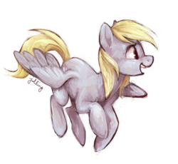 Size: 1054x971 | Tagged: safe, artist:johling, derpy hooves, pegasus, pony, g4, female, flying, simple background, smiling, solo, transparent background