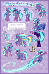 Size: 3160x4790 | Tagged: safe, artist:centchi, oc, oc only, oc:snarky sweets, bat pony, breezie, crystal pony, pony, equestria girls, g4, equestria girls-ified, eyeshadow, female, filly, flying, foal, makeup, ponied up, rainbow power, rainbow power-ified, reference sheet, wet mane