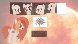 Size: 1128x634 | Tagged: safe, artist:dashiiespear, oc, oc only, oc:sunlight bite, blank flank, ear piercing, lip piercing, piercing, razor, tattoo