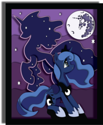Size: 3928x4758 | Tagged: safe, artist:the-paper-pony, princess luna, tantabus, do princesses dream of magic sheep, g4, female, mare in the moon, moon, shadowbox, solo