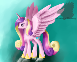 Size: 1990x1600 | Tagged: safe, artist:gryphonofdarkness, princess cadance, alicorn, pony, g4, female, mare, solo, spread wings, watermark