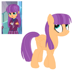 Size: 450x440 | Tagged: safe, artist:berrypunchrules, ginger owlseye, pegasus, pony, equestria girls, g4, my little pony equestria girls: friendship games, background human, crystal prep academy, equestria girls ponified, picture-in-picture, ponified, simple background, transparent background