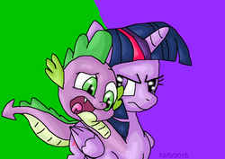 Size: 980x692 | Tagged: safe, artist:mojo1985, spike, twilight sparkle, alicorn, pony, g4, conjoined, female, fusion, male, twilight sparkle (alicorn), two heads, we have become one