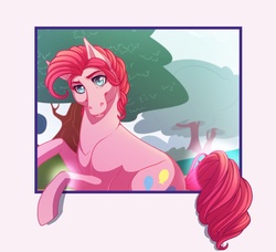 Size: 1188x1082 | Tagged: safe, artist:pocki07, pinkie pie, g4, bubble berry, fourth wall, looking at you, rule 63, solo