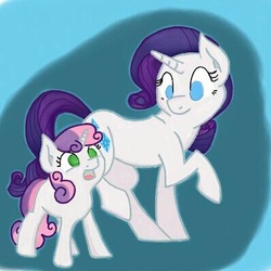 Size: 398x398 | Tagged: safe, artist:alarious, rarity, sweetie belle, pony, unicorn, g4, female, filly, mare, open mouth