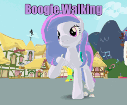 Size: 762x628 | Tagged: safe, oc, oc only, oc:billow pillow, oc:viva reverie, legends of equestria, 3d, animated, caption, dancing, headphones