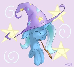 Size: 5000x4500 | Tagged: safe, artist:thederpyenthusiast, trixie, pony, unicorn, g4, absurd resolution, cute, eyes closed, female, mare, mouth hold, solo, wand