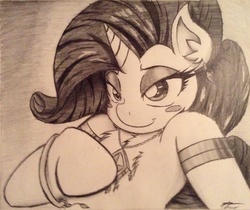 Size: 2010x1688 | Tagged: safe, artist:petanoprime, rarity, g4, bedroom eyes, female, jewelry, monochrome, sketch, solo