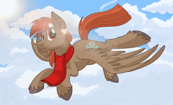 Size: 1480x900 | Tagged: safe, artist:itstaylor-made, oc, oc only, oc:winterlight, pegasus, pony, clothes, cute, flying, scarf, solo