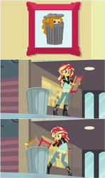 Size: 557x940 | Tagged: safe, edit, adagio dazzle, sunset shimmer, equestria girls, g4, my past is not today, garbagio, trash can