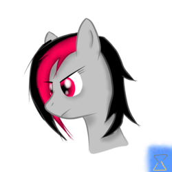 Size: 2000x2000 | Tagged: dead source, safe, artist:afterman, oc, oc only, oc:miss eri, angry, black and red mane, bust, frown, high res, looking away, solo, two toned mane