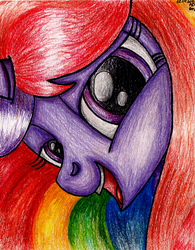 Size: 1628x2084 | Tagged: safe, artist:ad-laimi, artist:aracage, twilight sparkle, g4, cheerleader, cheerleader sparkle, collaboration, female, portrait, solo, traditional art