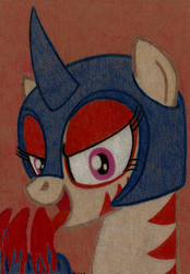 Size: 2427x3478 | Tagged: safe, artist:aracage, oc, oc only, oc:rampage, fallout equestria, fallout equestria: project horizons, blood, high res, portrait, traditional art