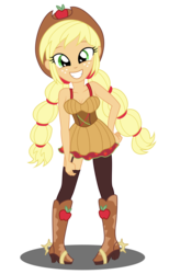 Size: 4025x6551 | Tagged: safe, artist:sumin6301, applejack, equestria girls, friendship through the ages, g4, my little pony equestria girls: rainbow rocks, '90s, absurd resolution, boots, breasts, clothes, country applejack, cowboy boots, cowboy hat, female, freckles, hand on hip, hat, looking at you, rockin' hair, shoes, simple background, sleeveless, solo, transparent background, undressing, vector