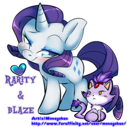 Size: 500x500 | Tagged: dead source, safe, artist:moneychan, rarity, g4, blaze the cat, blushing, crossover, simple background, sonic the hedgehog (series), transparent background