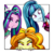 Size: 1200x1200 | Tagged: safe, artist:ponut_joe, adagio dazzle, aria blaze, sonata dusk, equestria girls, g4, my little pony equestria girls: rainbow rocks, bust, clothes, eye clipping through hair, female, fourth wall, gem, gimp, looking at you, nail polish, out of frame, portrait, siren gem, smiling, the dazzlings, trio