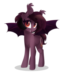 Size: 1771x1939 | Tagged: safe, artist:lolepopenon, oc, oc only, oc:dusky skies, bat pony, pony, fangs, simple background, solo, transparent background