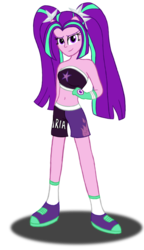 Size: 460x798 | Tagged: safe, artist:deannaphantom13, aria blaze, equestria girls, g4, bare shoulders, boxing, boxing gear, eared humanization, exeron fighters, exeron outfit, female, ponied up, simple background, sleeveless, solo, stance, strapless, transparent background