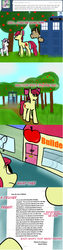 Size: 514x2051 | Tagged: safe, apple bloom, doctor whooves, sweetie belle, time turner, earth pony, pony, vocational death cruise, g4, invite, male, older, stallion, tardis, tree