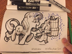 Size: 1280x960 | Tagged: safe, artist:crikeydave, rarity, spike, g4, ink, inktober, traditional art