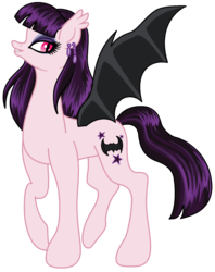 Size: 1460x1848 | Tagged: safe, artist:flamefyre1235, oc, oc only, bat pony, pony, vampire, vampony, earring, elissabat, eyeshadow, monster high, piercing, solo