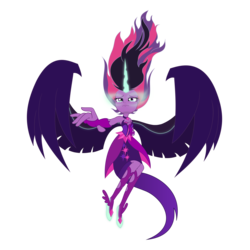Size: 5120x5120 | Tagged: safe, artist:kmanalli, sci-twi, twilight sparkle, equestria girls, g4, my little pony equestria girls: friendship games, .svg available, absurd resolution, bare shoulders, clothes, dress, female, fingerless gloves, gloves, horn, midnight sparkle, necklace, offscreen character, simple background, sleeveless, solo, strapless, teary eyes, transparent background, vector, wings