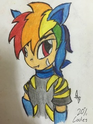 Size: 2448x3264 | Tagged: safe, artist:thewanderingtyto, rainbow dash, human, g4, female, high res, humanized, solo, traditional art
