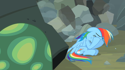 Size: 1280x720 | Tagged: safe, screencap, rainbow dash, tank, pony, g4, may the best pet win, crying