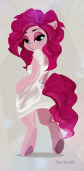 Size: 584x1186 | Tagged: safe, artist:sertaa, pinkie pie, earth pony, semi-anthro, g4, clothes, dress, female, solo