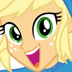 Size: 800x800 | Tagged: safe, artist:deathnyan, applejack, equestria girls, g4, close-up, cropped, faic, female, open mouth, simple background, solo, transparent background, vector