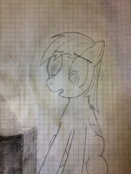 Size: 1536x2048 | Tagged: safe, artist:gentlecolt, rainbow dash, g4, chest, female, graph paper, monochrome, solo, traditional art
