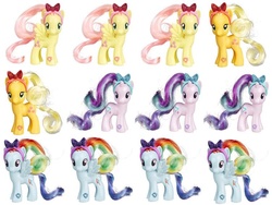 Size: 752x564 | Tagged: safe, applejack, fluttershy, rainbow dash, starlight glimmer, g4, brushable, female, irl, photo, toy