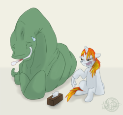 Size: 2550x2385 | Tagged: safe, artist:whiteicepanther, oc, oc only, oc:flix, dinosaur, handkerchief, high res, sick, tissue, tissue box