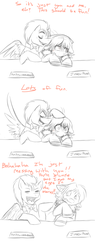 Size: 600x1584 | Tagged: safe, artist:jitterbugjive, doctor whooves, time turner, earth pony, pegasus, pony, ask discorded whooves, vocational death cruise, g4, blushing, comic, discord whooves, duo, persona, persona 4, ponified, race swap, yosuke hanamura