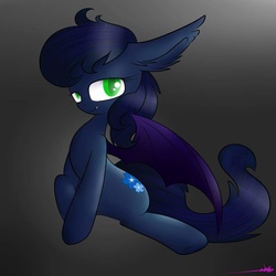 Size: 960x960 | Tagged: safe, artist:ashee, oc, oc only, oc:halfmoon, bat pony, pony, green eyes, solo