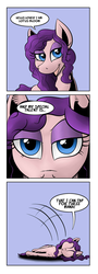 Size: 500x1390 | Tagged: safe, artist:darkhestur, oc, oc only, oc:lotus bloom, earth pony, pony, bad pun, comic, dialogue, everybody do the flop, female, flop, magic the gathering, mare, solo