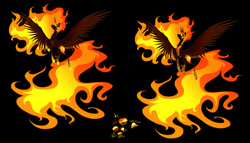 Size: 5075x2908 | Tagged: safe, artist:grievousfan, nightmare star, princess celestia, g4, fire, mane of fire