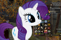 Size: 957x641 | Tagged: safe, rarity, g4, female, guild wars 2, pun, solo