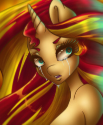 Size: 5906x7148 | Tagged: safe, artist:pitchyy, sunset shimmer, anthro, equestria girls, g4, absurd resolution, crying, female, solo