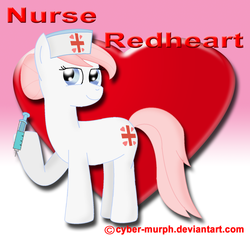 Size: 900x848 | Tagged: safe, artist:cyber-murph, nurse redheart, g4, female, heart, looking at you, smiling, solo, syringe