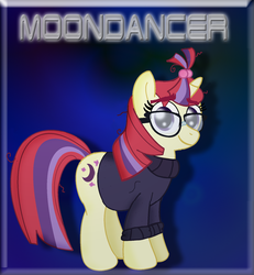 Size: 1545x1673 | Tagged: safe, artist:cyber-murph, moondancer, amending fences, g4, clothes, cute, dancerbetes, female, glasses, looking at you, messy mane, smiling, solo, sweater