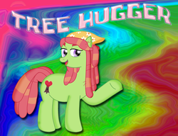 Size: 3058x2351 | Tagged: safe, artist:cyber-murph, tree hugger, g4, make new friends but keep discord, female, high res, open mouth, psychedelic, smiling, solo