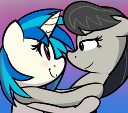 Size: 1280x1137 | Tagged: safe, artist:furrgroup, dj pon-3, octavia melody, vinyl scratch, earth pony, pony, unicorn, g4, duo, female, lesbian, looking at each other, looking at someone, ship:scratchtavia, shipping