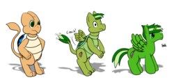 Size: 1023x483 | Tagged: safe, artist:sniperian, oc, oc only, oc:sniperian, alicorn, hybrid, koopa troopa, pony, crossover, fusion, male, nintendo, pokémon, simple background, solo, super mario bros., transformation, transformation sequence, transparent background, video game