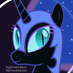 Size: 6400x6400 | Tagged: safe, artist:parclytaxel, part of a set, nightmare moon, g4, .svg available, absurd resolution, dark triad, female, machiavellianism, portrait, smiling, solo, vector