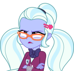 Size: 6000x5814 | Tagged: safe, artist:luckreza8, sugarcoat, equestria girls, g4, my little pony equestria girls: friendship games, .svg available, absurd resolution, bowtie, clothes, crossed arms, crystal prep academy, crystal prep academy uniform, crystal prep shadowbolts, female, glasses, inkscape, open mouth, pigtails, school uniform, simple background, solo, talking, transparent background, vector