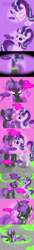 Size: 1350x9968 | Tagged: safe, artist:law44444, starlight glimmer, twilight sparkle, changeling, g4, changeling slime, changelingified, comic, dialogue, messy mane, one eye closed, queen twilight, species swap, speech bubble, tongue out, transformation, wink