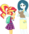 Size: 3408x3923 | Tagged: safe, artist:xebck, queen chrysalis, sunset shimmer, changedling, changeling, equestria girls, g4, my little pony equestria girls: friendship games, alternate hairstyle, alternate universe, backpack, clipboard, clothes, clothes swap, crystal prep academy, crystal prep academy uniform, crystal prep shadowbolts, equestria girls-ified, high res, necklace, pleated skirt, purified chrysalis, school uniform, skirt