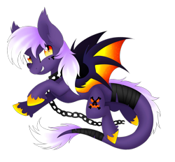 Size: 2541x2360 | Tagged: safe, artist:scarlet-spectrum, oc, oc only, oc:nightmare prankster, bat pony, pony, chains, choker, concave belly, flying, high res, simple background, solo, spiked choker, spread wings, transparent background